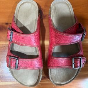 Tooled slip on sandals